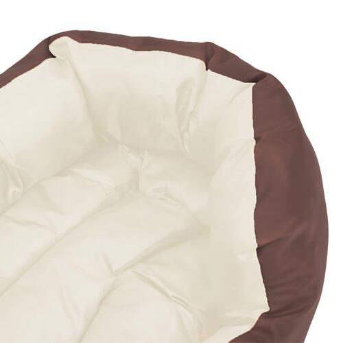 Hundepude 65x50x20 cm vendbar og vaskbar brun og cremefarvet