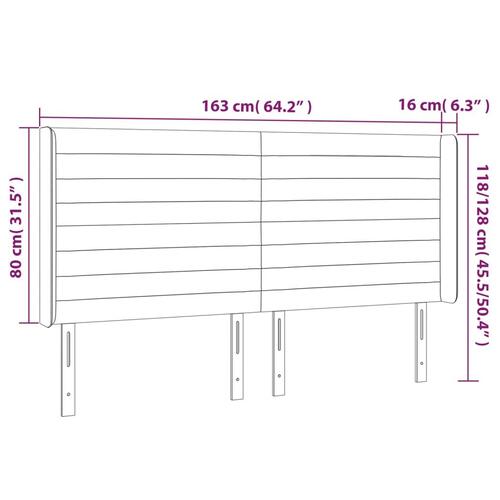 Sengegavl med kanter 163x16x118/128 cm stof cremefarvet