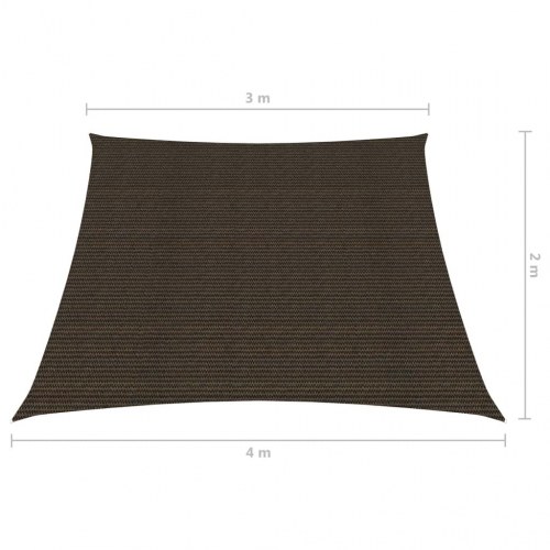 Solsejl 3/4 x 2 m i HDPE - brun, trapezform