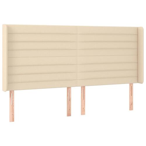 Sengegavl med kanter 183x16x118/128 cm stof cremefarvet