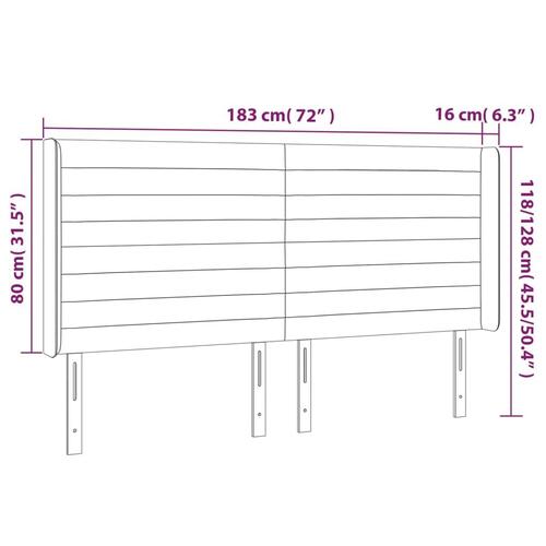 Sengegavl med kanter 183x16x118/128 cm stof cremefarvet