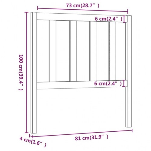 Sengegavl 81 × 4 × 100 cm i massivt fyrretræ - hvid