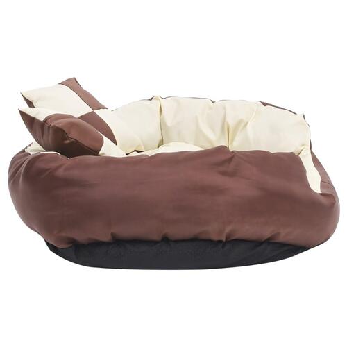 Hundepude 85x70x20 cm vendbar og vaskbar brun og cremefarvet