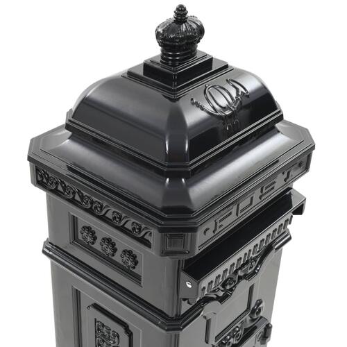 Søjlepostkasse i aluminium vintagestil rustbestandig sort