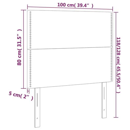 Sengegavl med LED-lys 100x5x118/128 cm stof mørkegrå