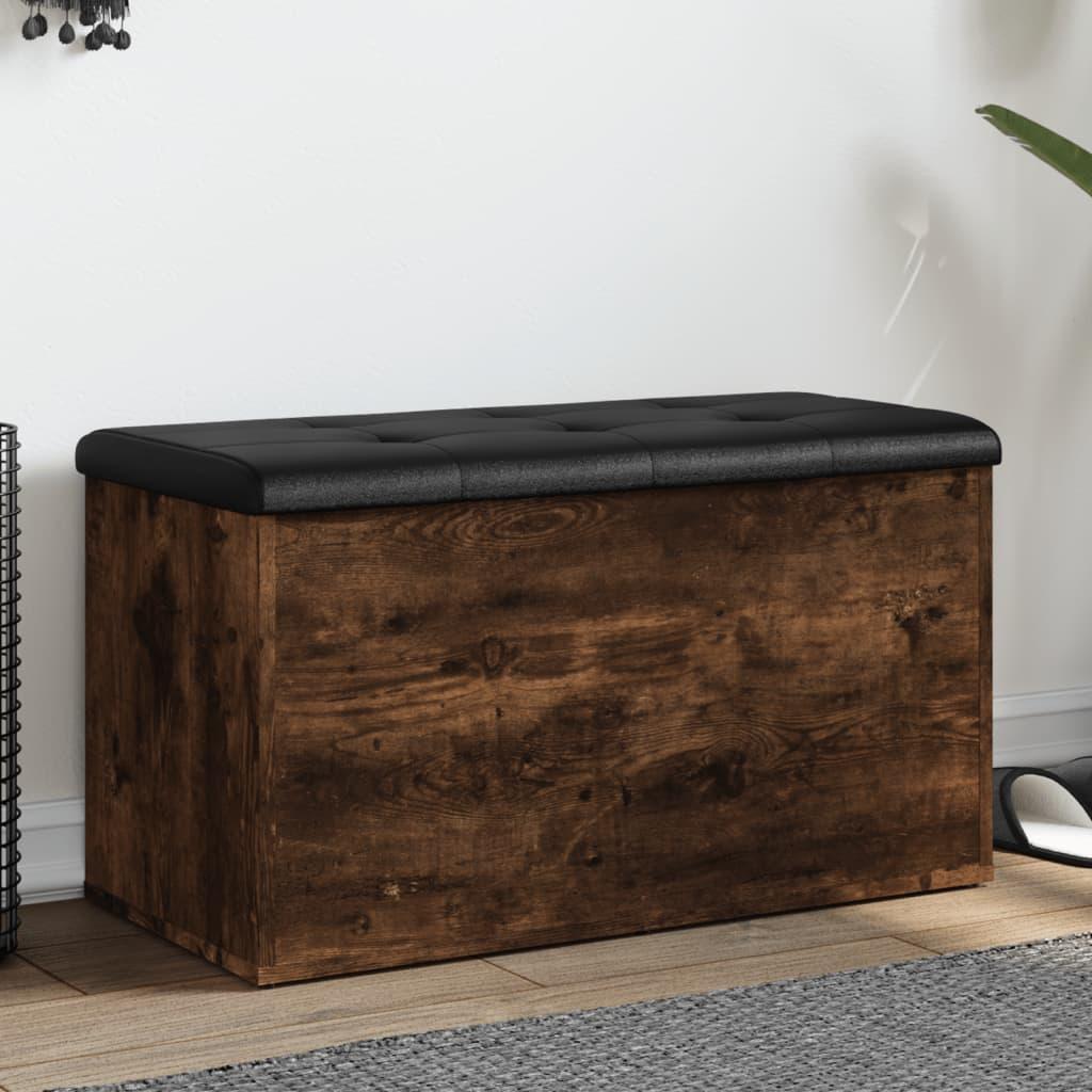 Skobænk 82x42x45 cm konstrueret træ røget egetræsfarve