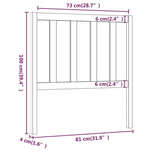 Sengegavl 81×4×100 cm i massivt fyrretræ - grå