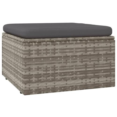 Fodskammel med hynde til haven 55x55x30 cm polyrattan grå