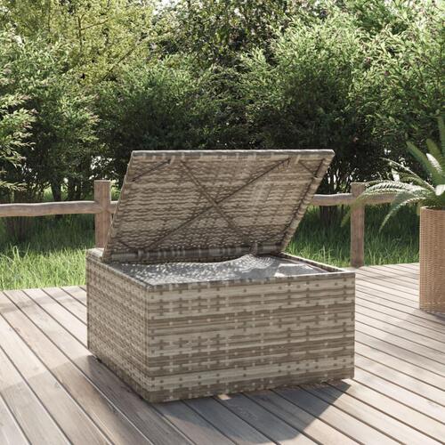 Fodskammel med hynde til haven 55x55x30 cm polyrattan grå
