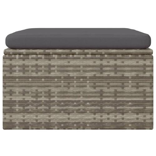 Fodskammel med hynde til haven 55x55x30 cm polyrattan grå