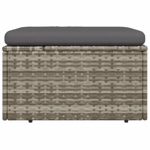 Fodskammel med hynde til haven 55x55x30 cm polyrattan grå