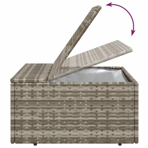 Fodskammel med hynde til haven 55x55x30 cm polyrattan grå