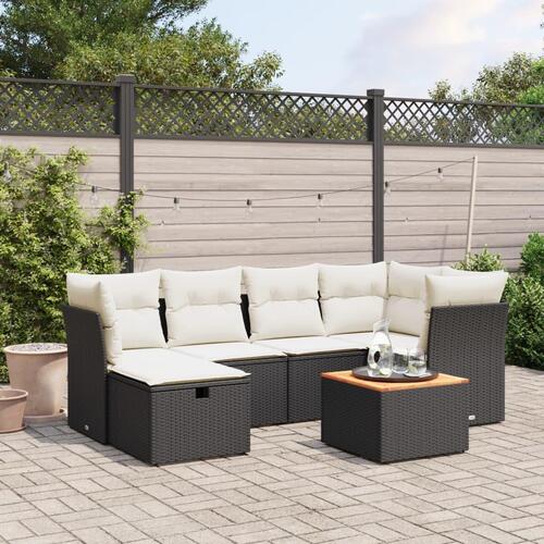 Sofasæt til haven 7 dele med hynder polyrattan sort