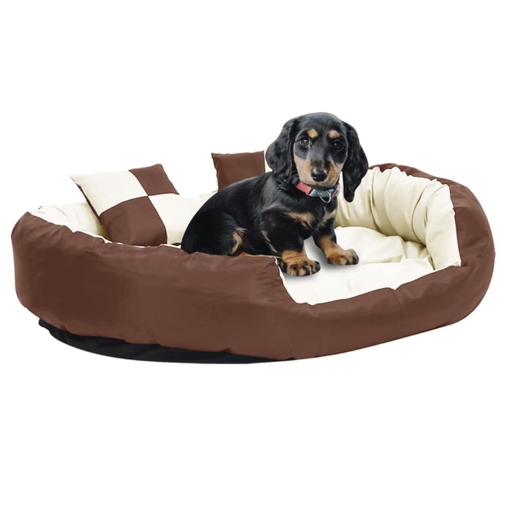 Hundepude 110x80x23 cm vendbar og vaskbar brun og cremefarvet