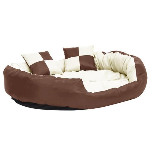 Hundepude 110x80x23 cm vendbar og vaskbar brun og cremefarvet