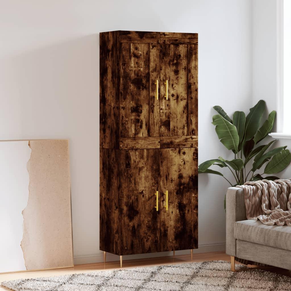 Højskab 69,5x34x180 cm konstrueret træ røget egetræsfarve
