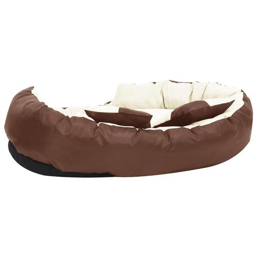 Hundepude 110x80x23 cm vendbar og vaskbar brun og cremefarvet