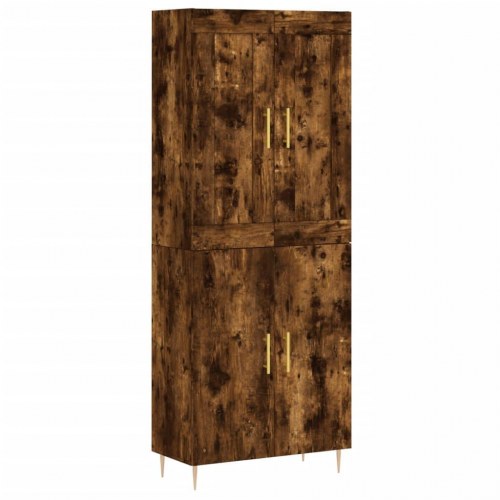 Højskab 69,5x34x180 cm konstrueret træ røget egetræsfarve