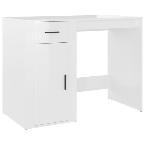 Skrivebord 100x49x75 cm konstrueret træ hvid højglans