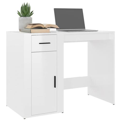 Skrivebord 100x49x75 cm konstrueret træ hvid højglans