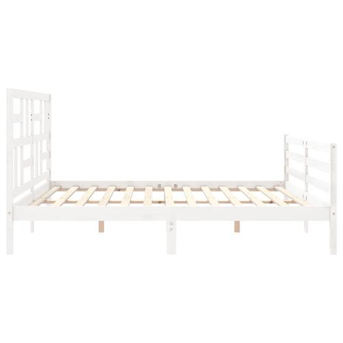 Sengeramme med sengegavl 200x200 cm massivt træ hvid