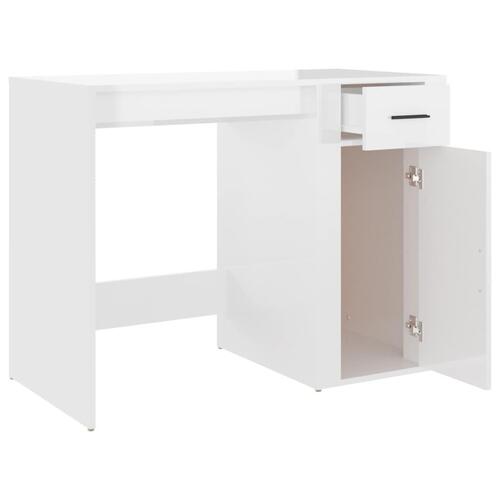 Skrivebord 100x49x75 cm konstrueret træ hvid højglans