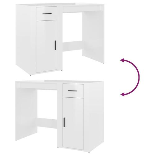 Skrivebord 100x49x75 cm konstrueret træ hvid højglans
