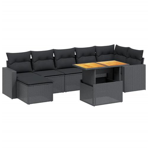 Sofasæt til haven 8 dele med hynder polyrattan sort