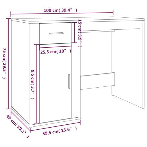 Skrivebord 100x49x75 cm konstrueret træ hvid højglans