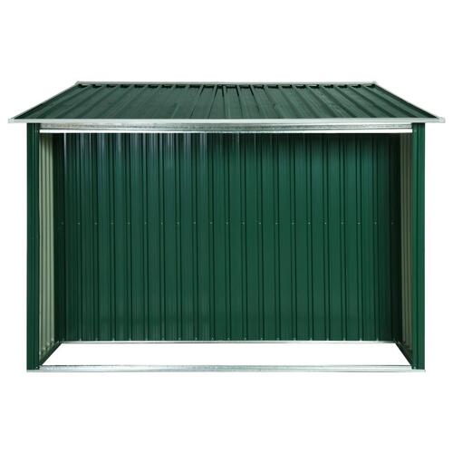 Haveskur med skydedøre 329,5 x 131 x 178 cm stål grøn