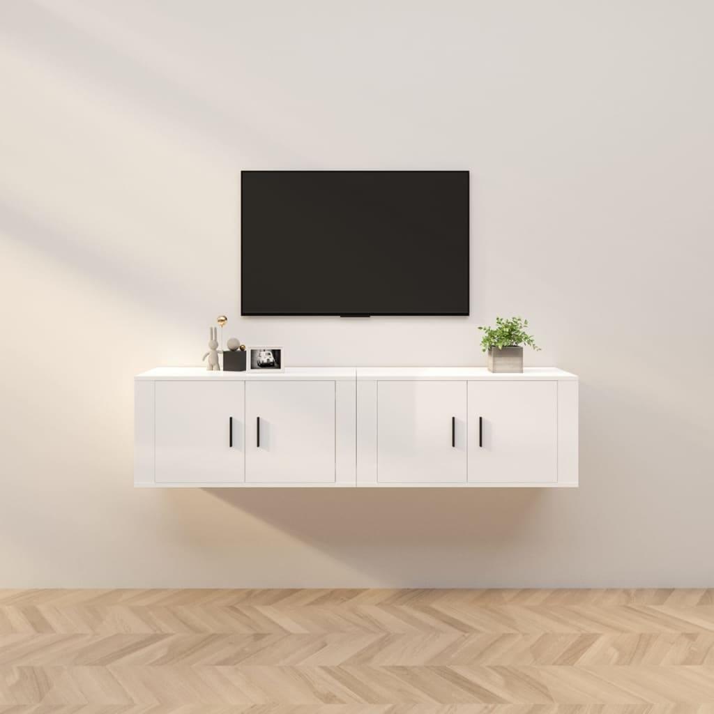 Væghængte tv-skabe 2 stk. 80x34,5x40 cm hvid højglans