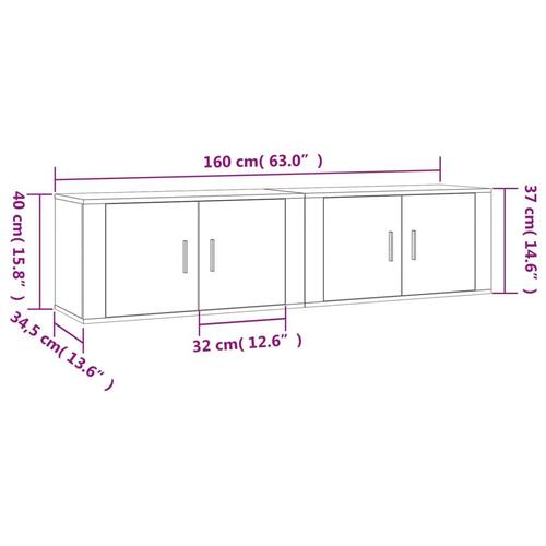 Væghængte tv-skabe 2 stk. 80x34,5x40 cm hvid højglans