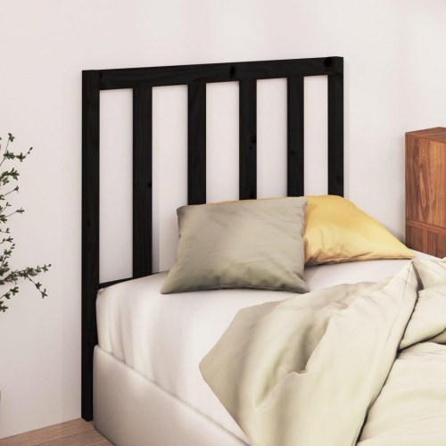 Sengegavl 81×4×100 cm i massivt fyrretræ - sort