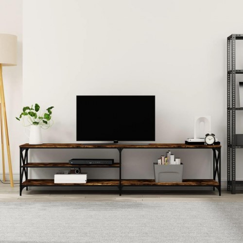 Tv-bord 200x40x50 cm konstrueret træ metal røget egetræsfarve