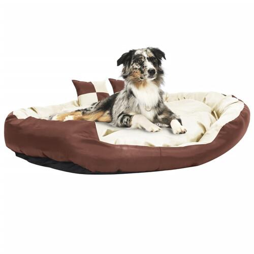 Hundepude 150x120x25 cm vendbar og vaskbar brun og cremefarvet