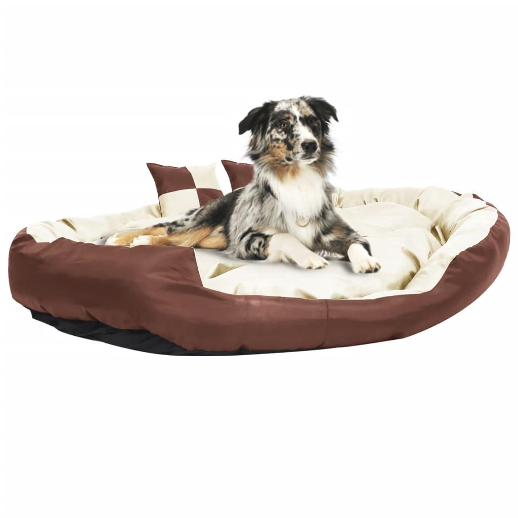 Hundepude 150x120x25 cm vendbar og vaskbar brun og cremefarvet