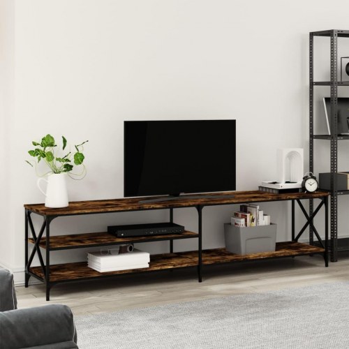 Tv-bord 200x40x50 cm konstrueret træ metal røget egetræsfarve
