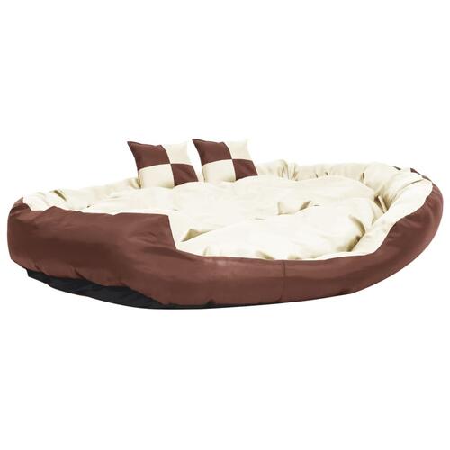 Hundepude 150x120x25 cm vendbar og vaskbar brun og cremefarvet