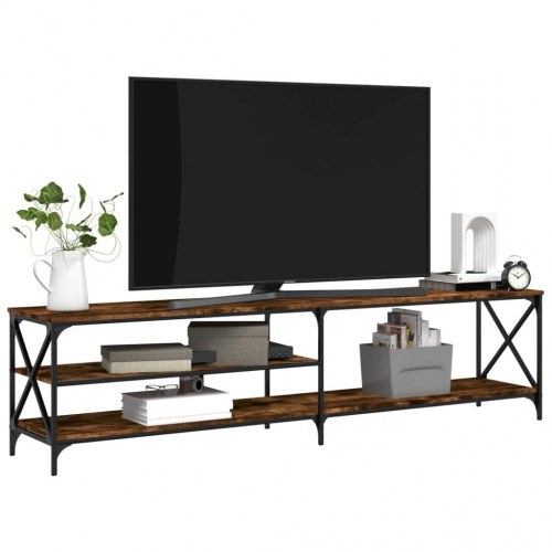 Tv-bord 200x40x50 cm konstrueret træ metal røget egetræsfarve
