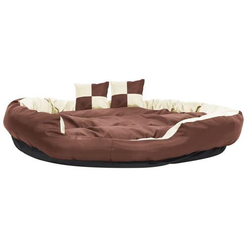 Hundepude 150x120x25 cm vendbar og vaskbar brun og cremefarvet
