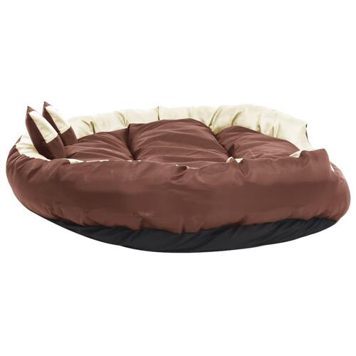 Hundepude 150x120x25 cm vendbar og vaskbar brun og cremefarvet