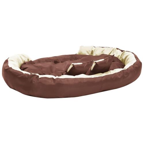Hundepude 150x120x25 cm vendbar og vaskbar brun og cremefarvet