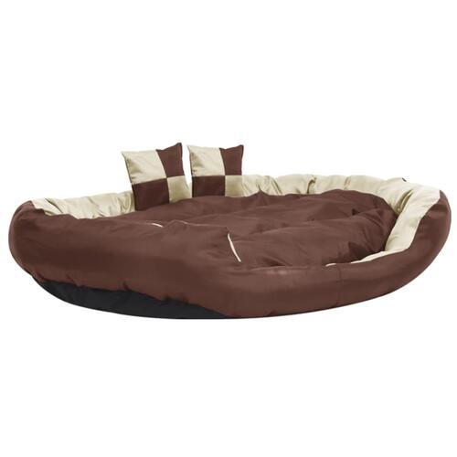 Hundepude 150x120x25 cm vendbar og vaskbar brun og cremefarvet