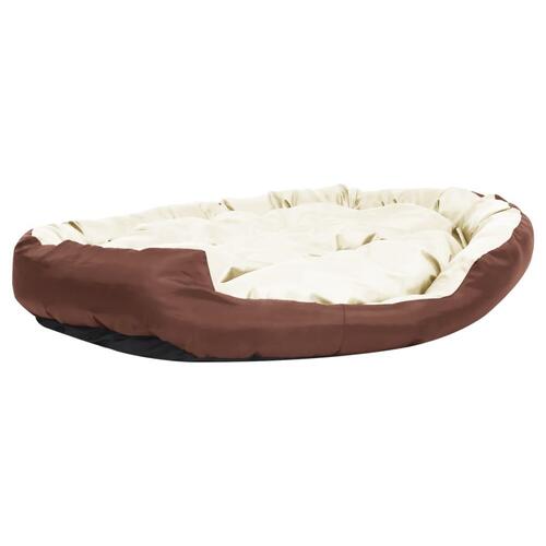 Hundepude 150x120x25 cm vendbar og vaskbar brun og cremefarvet