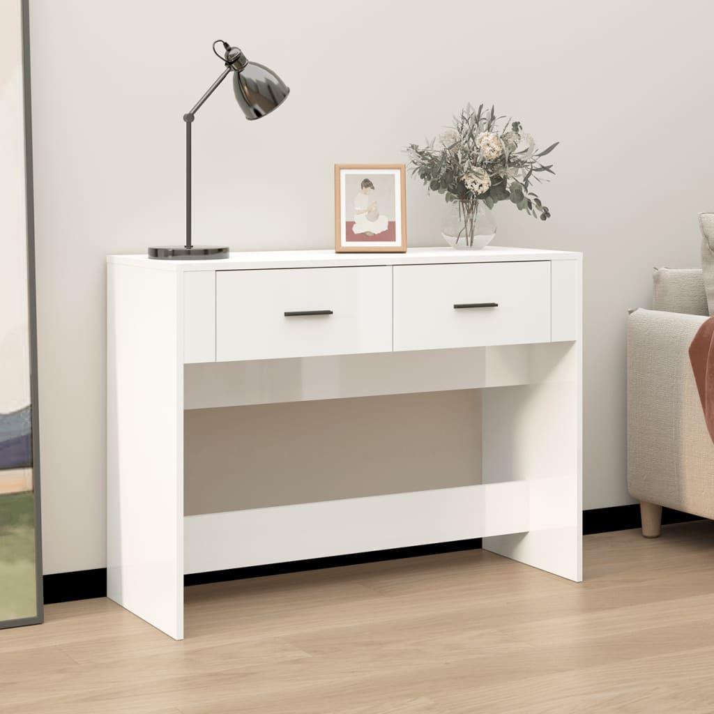 Konsolbord 100x39x75 cm konstrueret træ hvid højglans