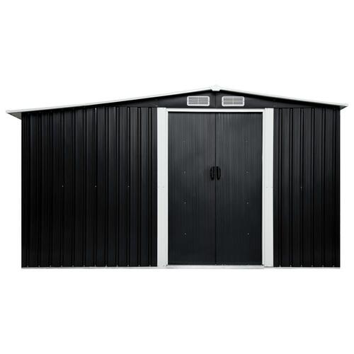 Haveskur med skydedøre 329,5 x 205 x 178 cm stål antracitgrå