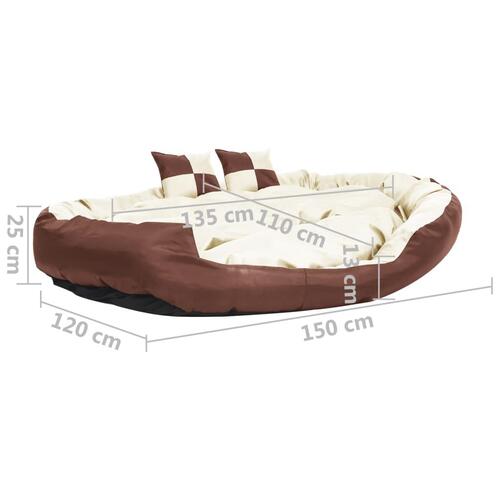 Hundepude 150x120x25 cm vendbar og vaskbar brun og cremefarvet
