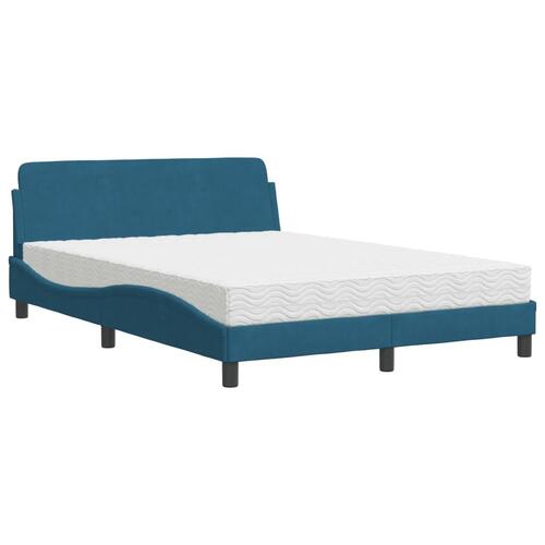 Seng med madras 140x200 cm velour blå
