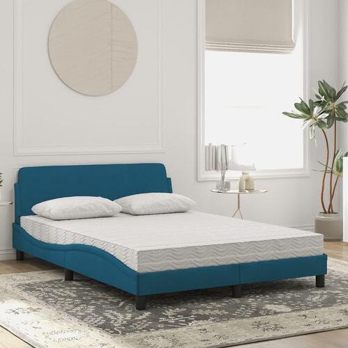 Seng med madras 140x200 cm velour blå