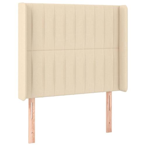 Sengegavl med kanter 93x16x118/128 cm stof cremefarvet
